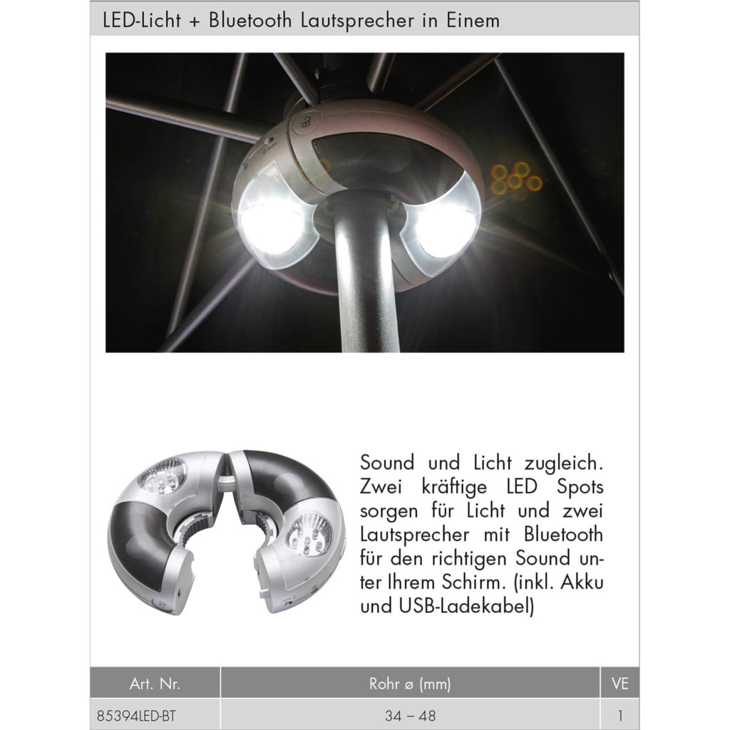 Doppler Bluetooth Lautsprecher mit LED Licht • Gogl Sonnenschirme